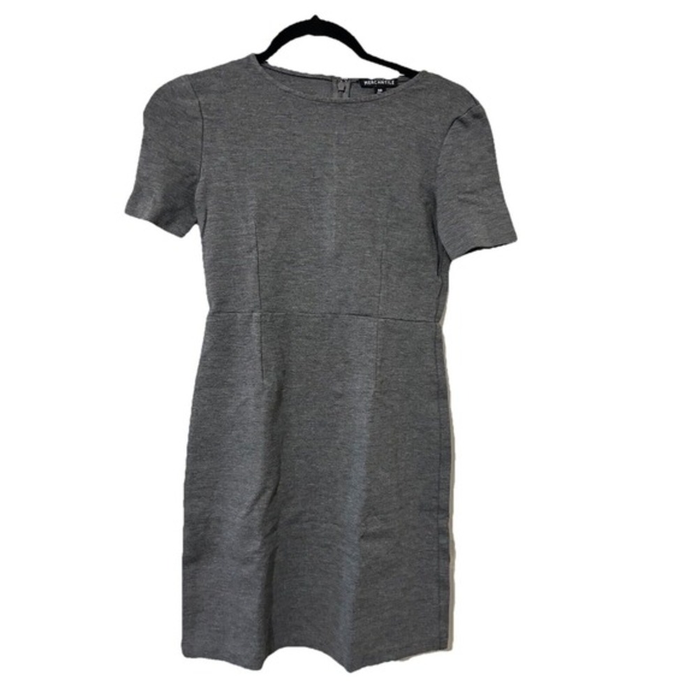 J.Crew Mercantile Womens Gray Heather Cap Sleeve Round Neck Fitted Dress Size 00